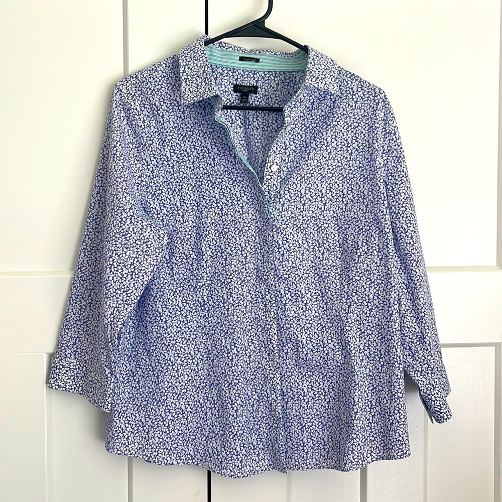 Talbots Wrinkle Resistant Button Down | Purple Fl… - image 1